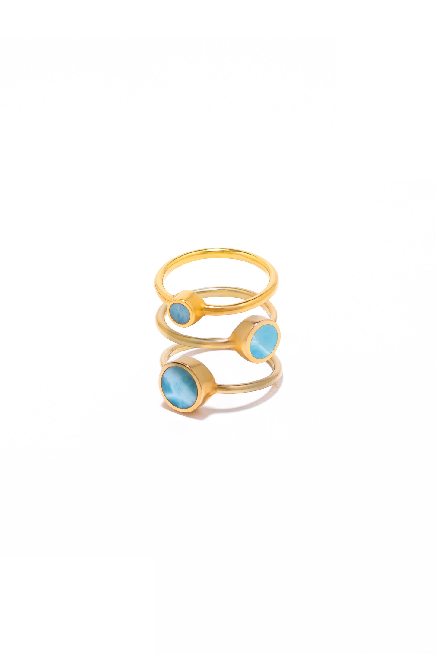 PILL Rings (Gold Plated Larimar Bundle)