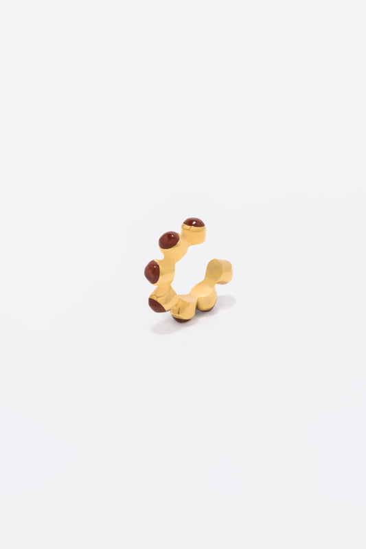 Round Of Blues Earcuff - Red Jasper