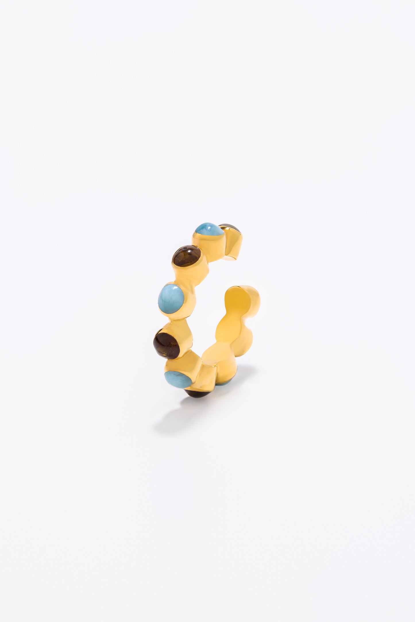 Round Of Blues Ring - Larimar/Amber