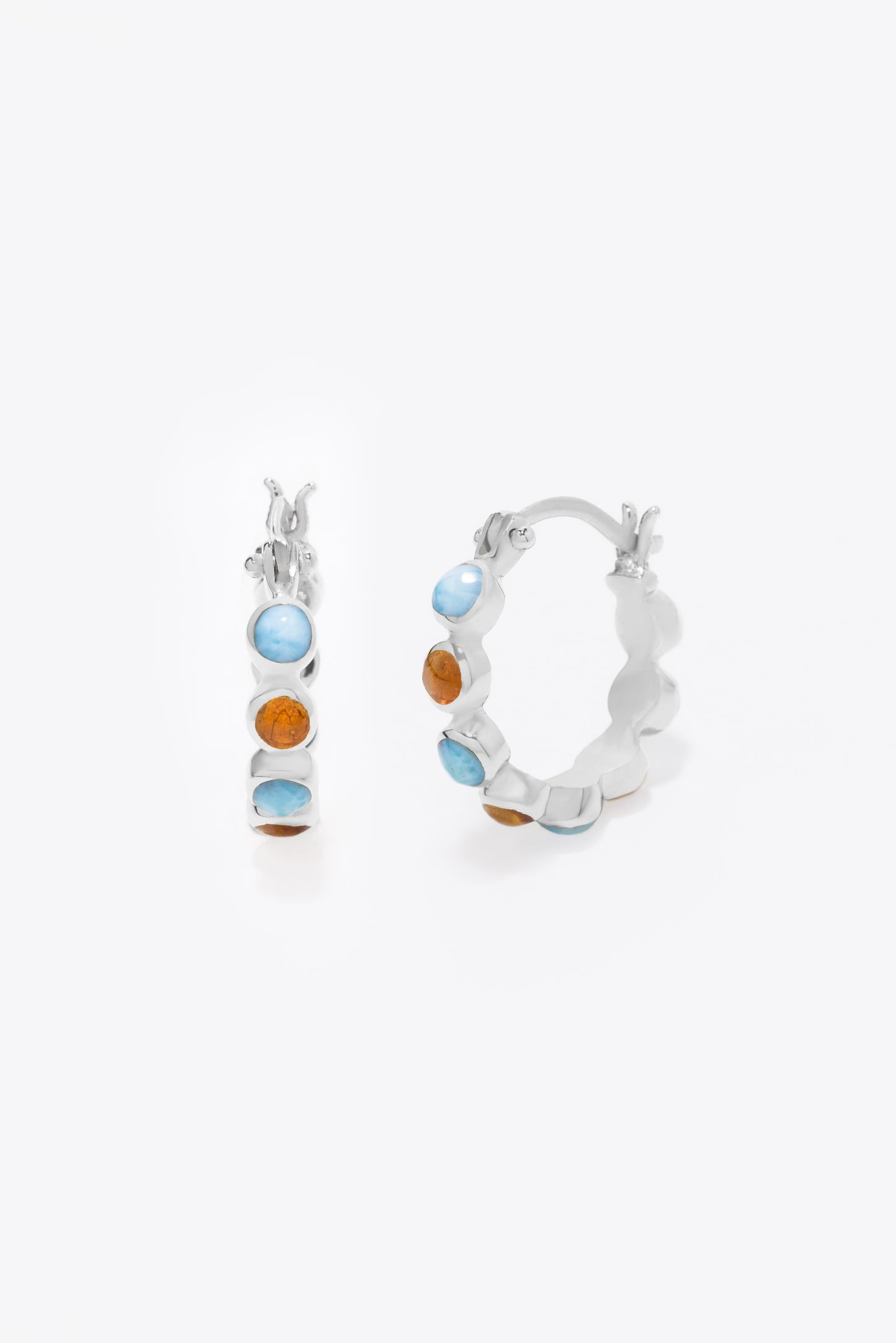 Round Of Blues Earrings - Amber/Larimar