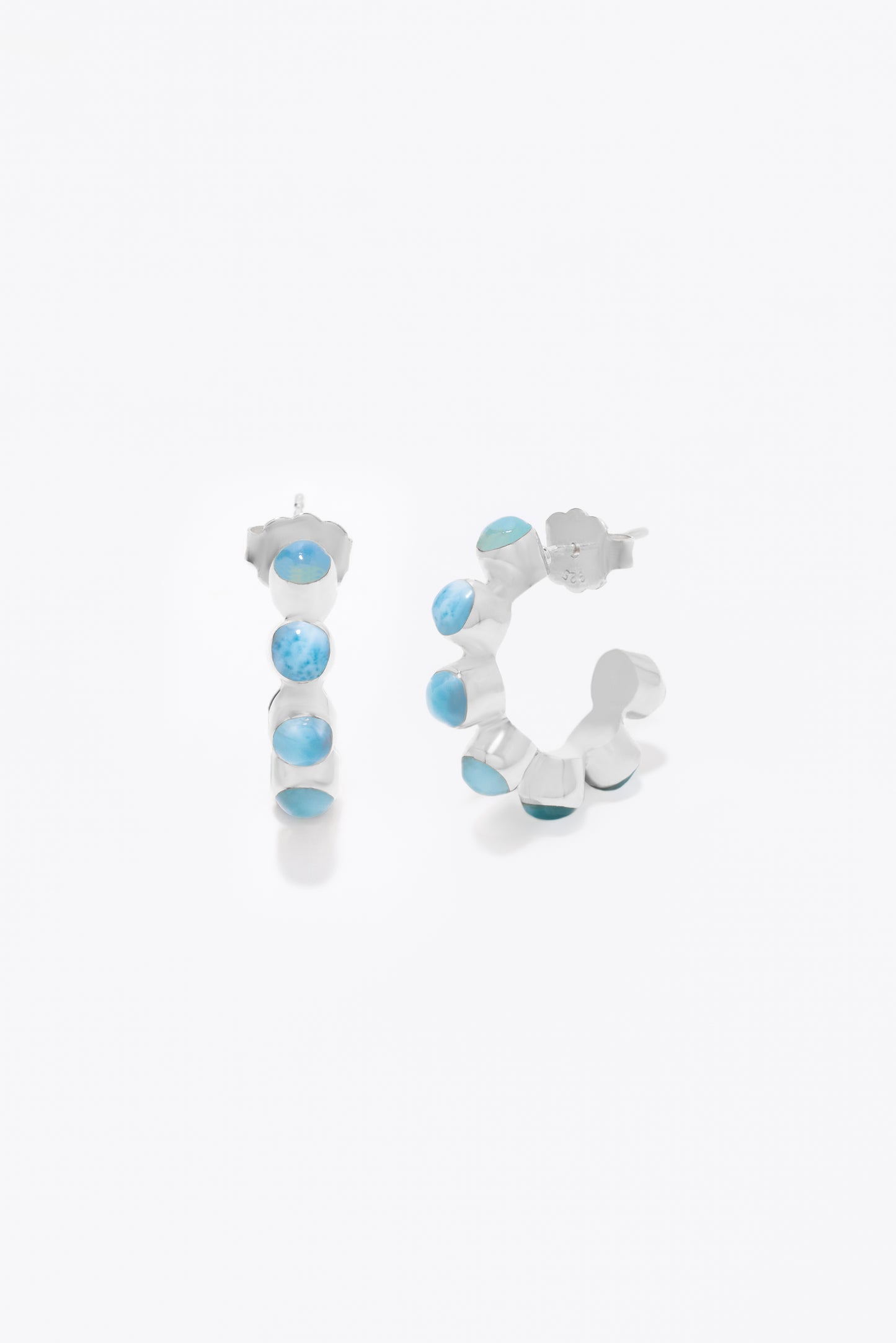 Round Of Blues Baby Hoops - Larimar