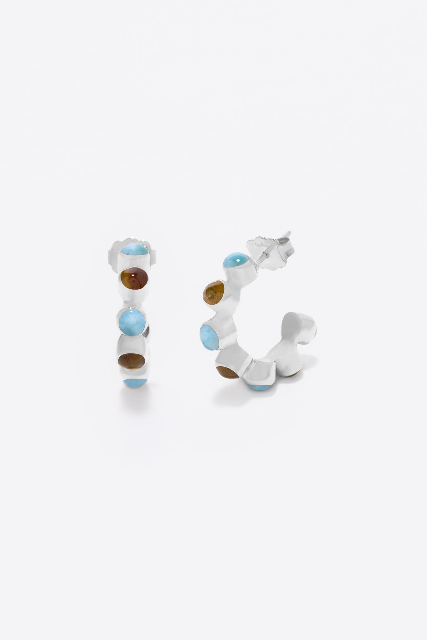 Round Of Blues Baby Hoops - Larimar/Amber