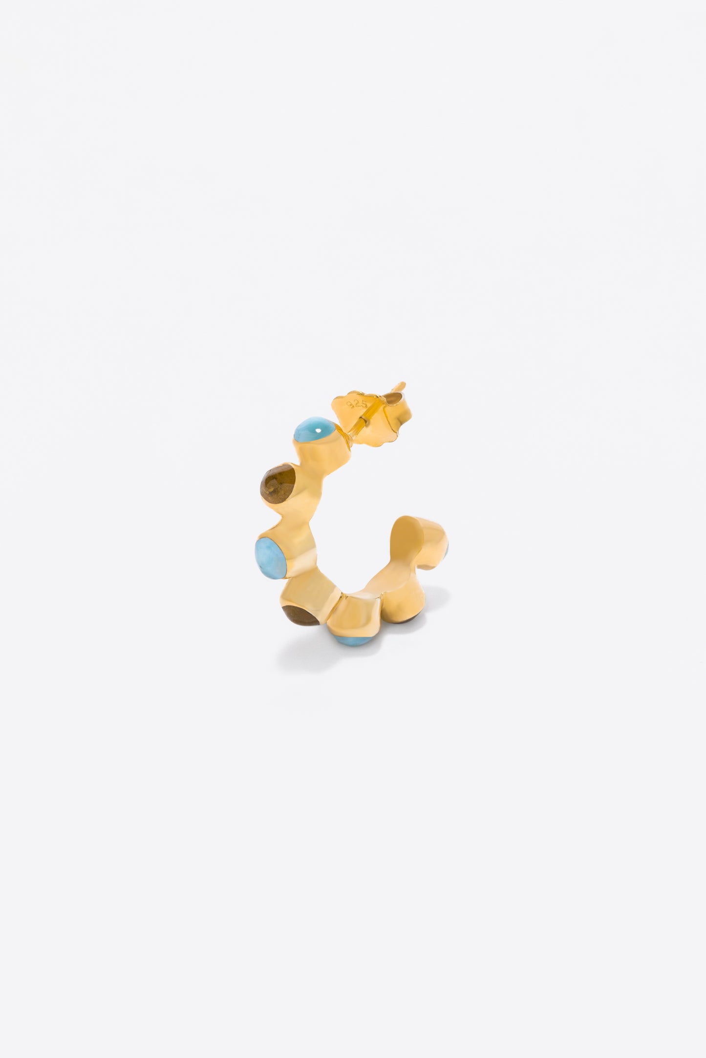 Round Of Blues Baby Hoops - Larimar/Amber