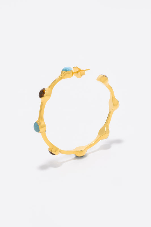 Round Of Blues 1.5" Hoops - Larimar/Amber