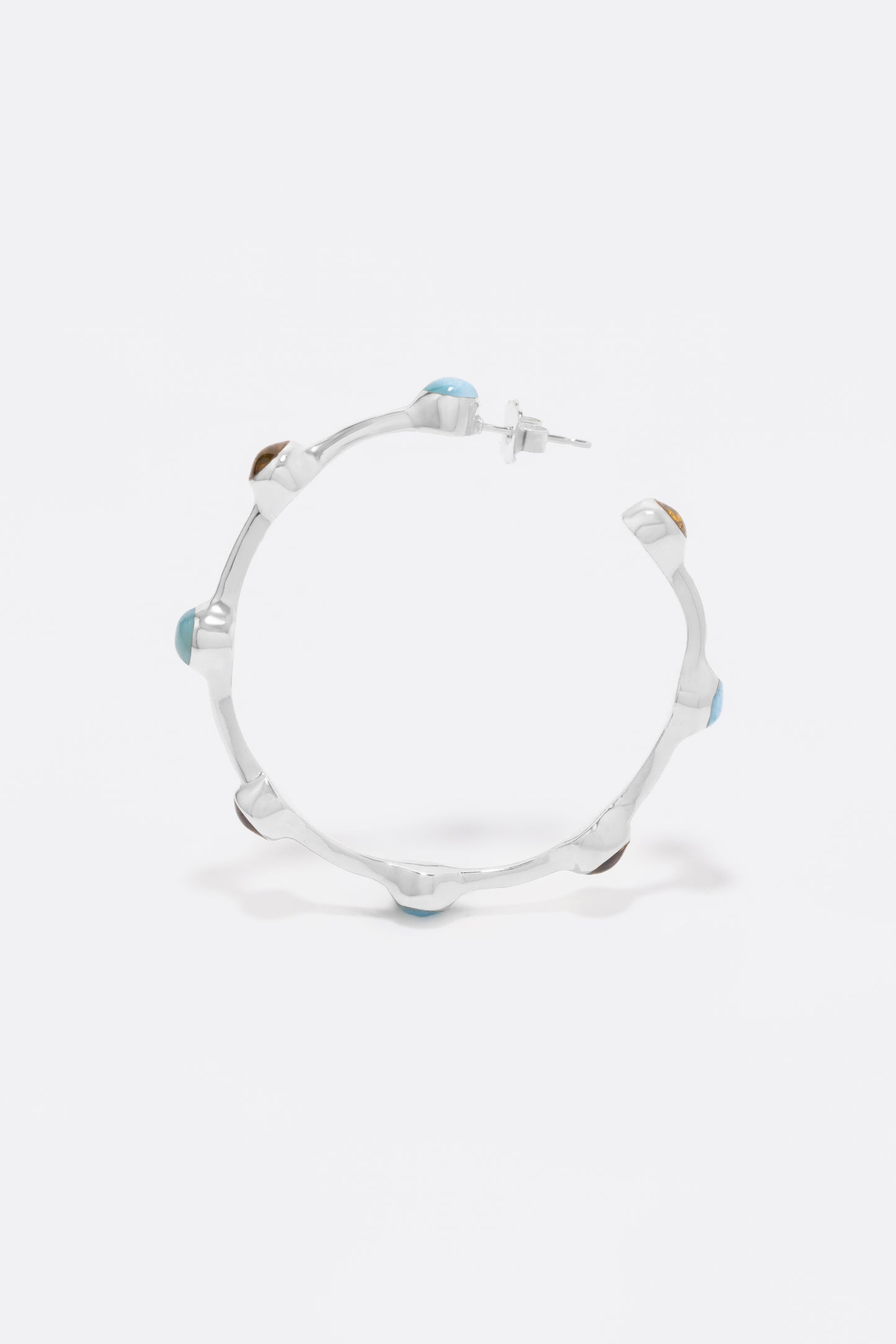 Round Of Blues 1.5" Hoops - Larimar/Amber