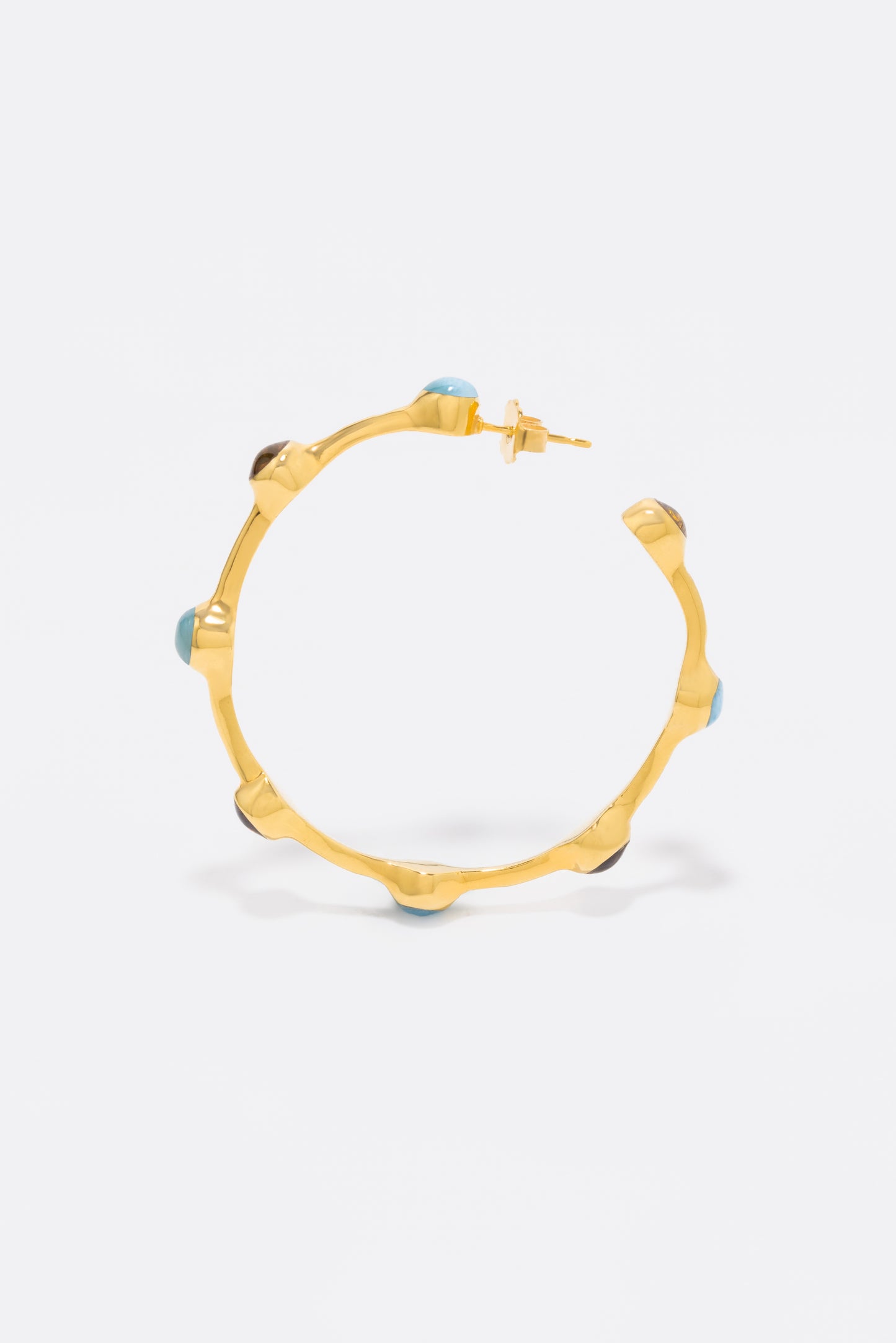 Round Of Blues 1.5" Hoops - Larimar/Amber