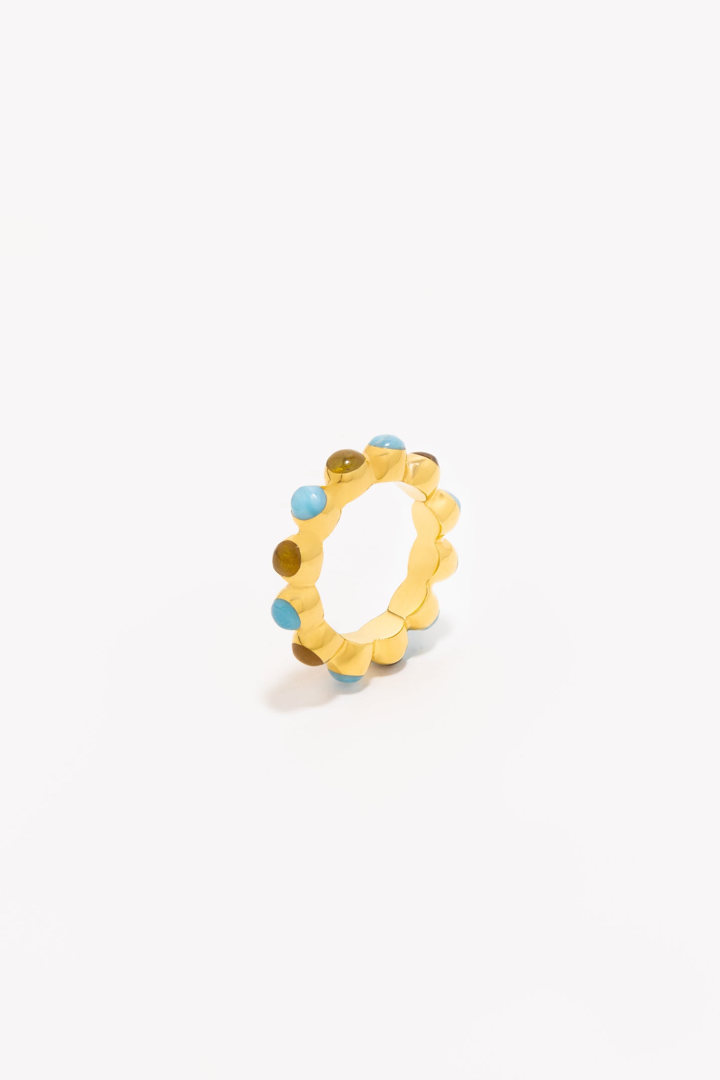 Round Of Blues Ring - Larimar/Amber