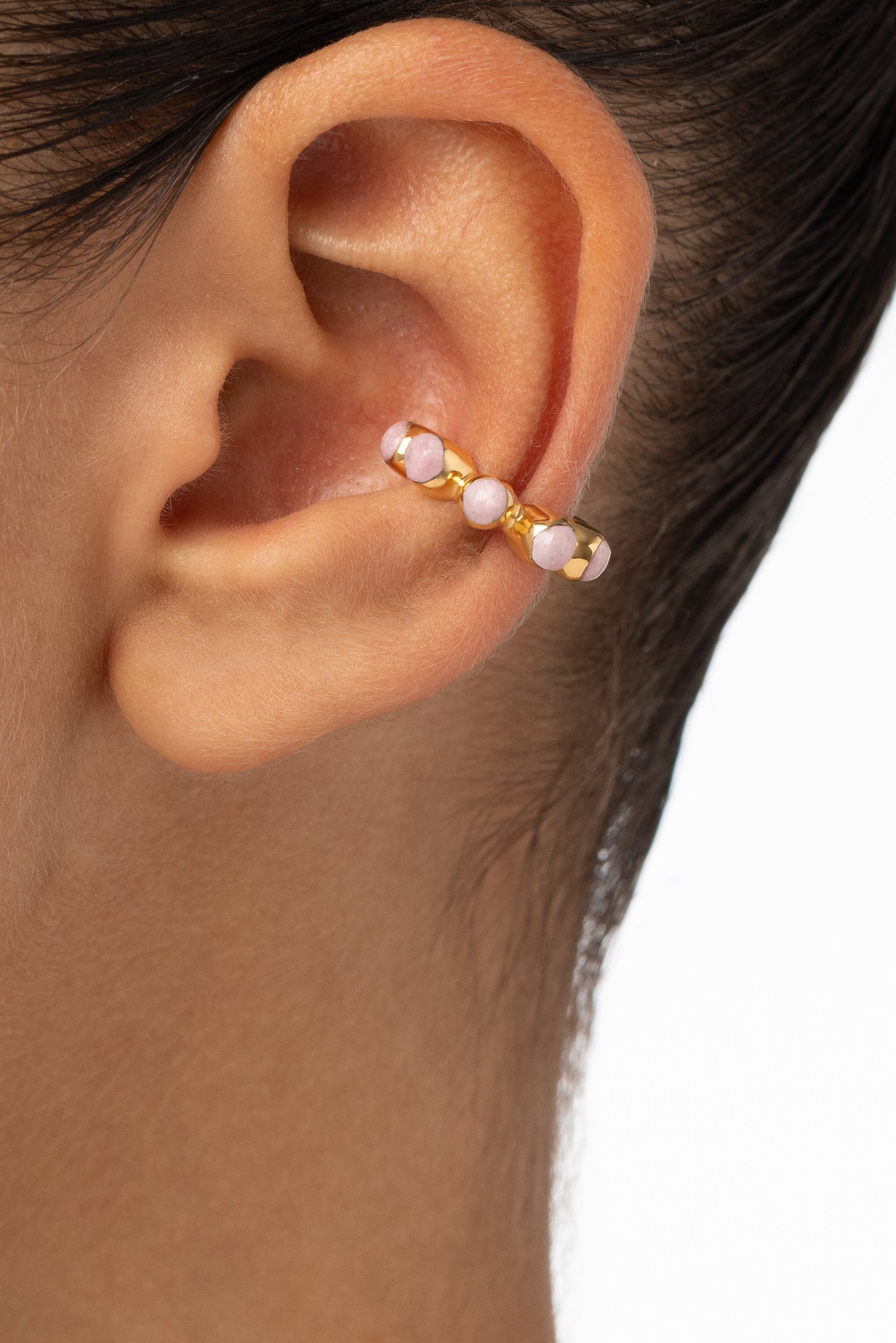 Round Of Blues Earcuff - Rhodonite