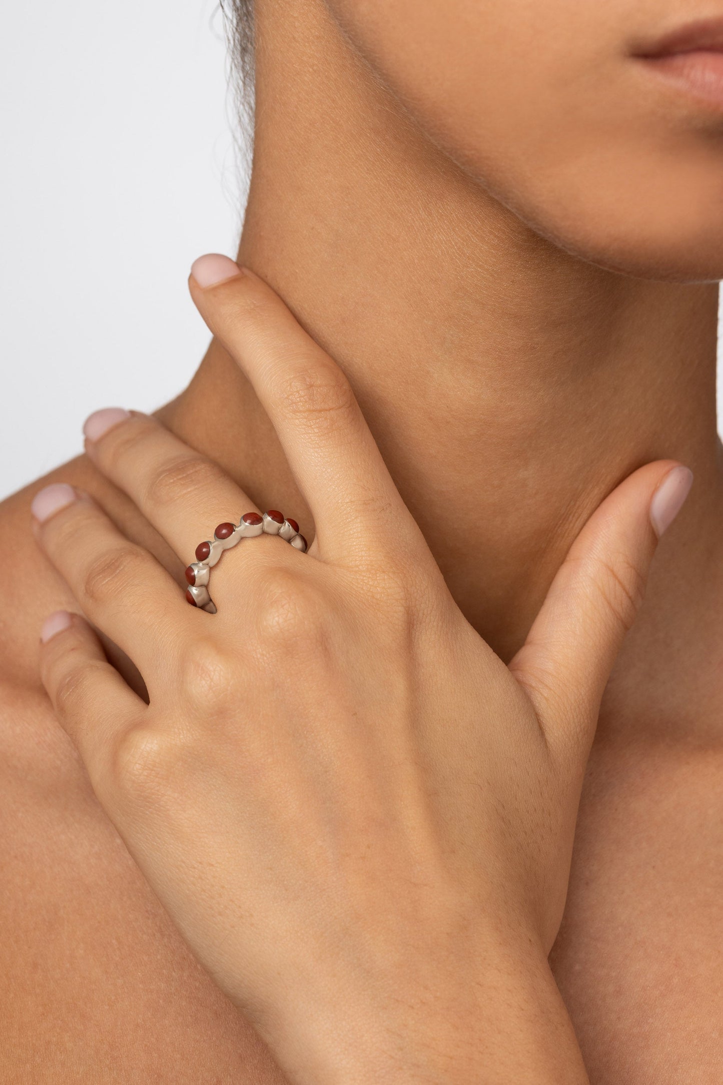 Round Of Blues Ring - Red Jasper