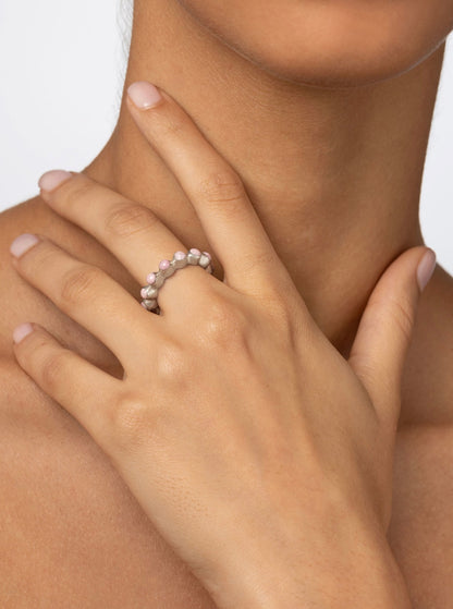 Round Of Blues Ring - Rhodonite