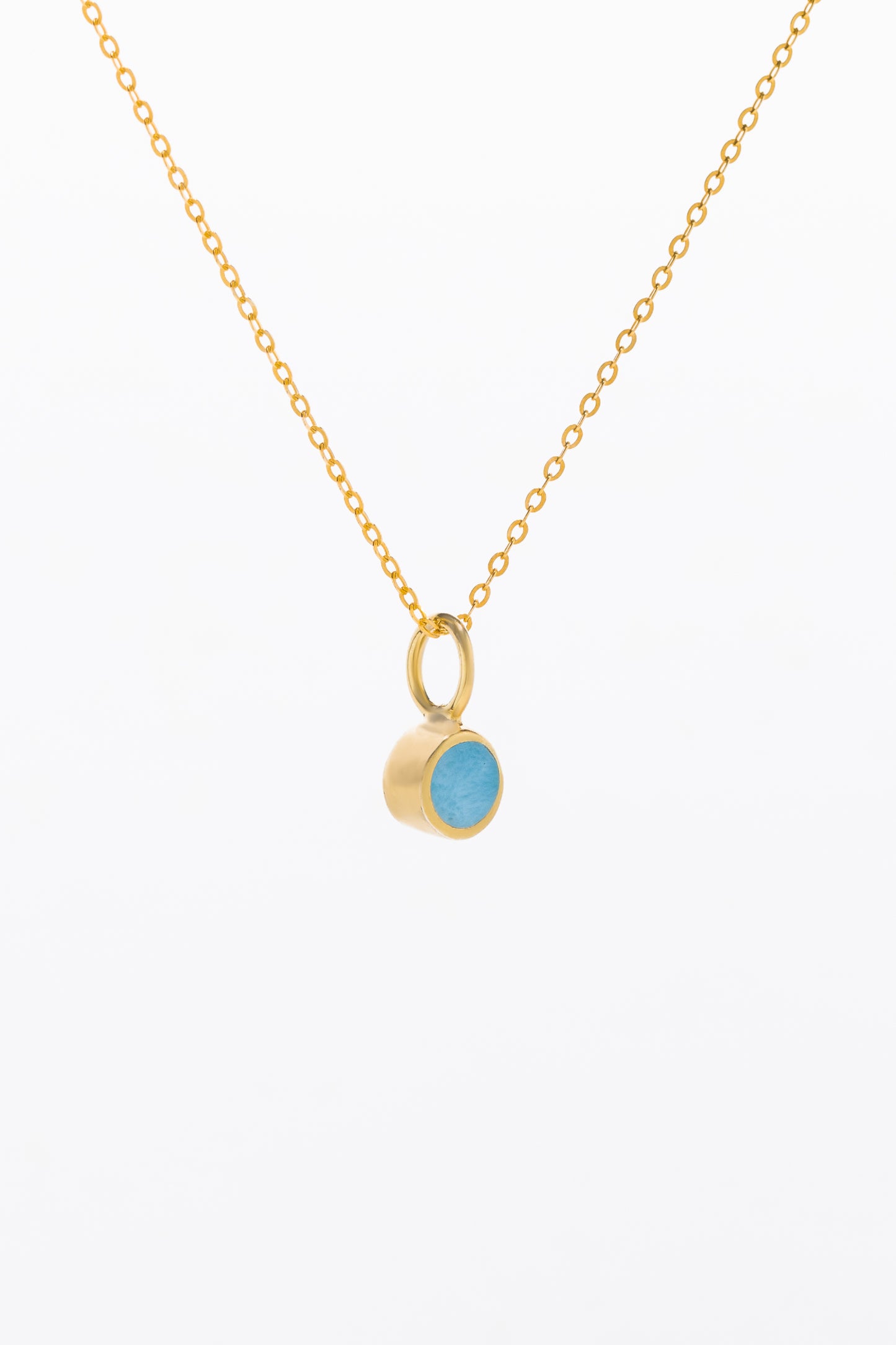 14K Gold Pill Midi Pendant - Larimar