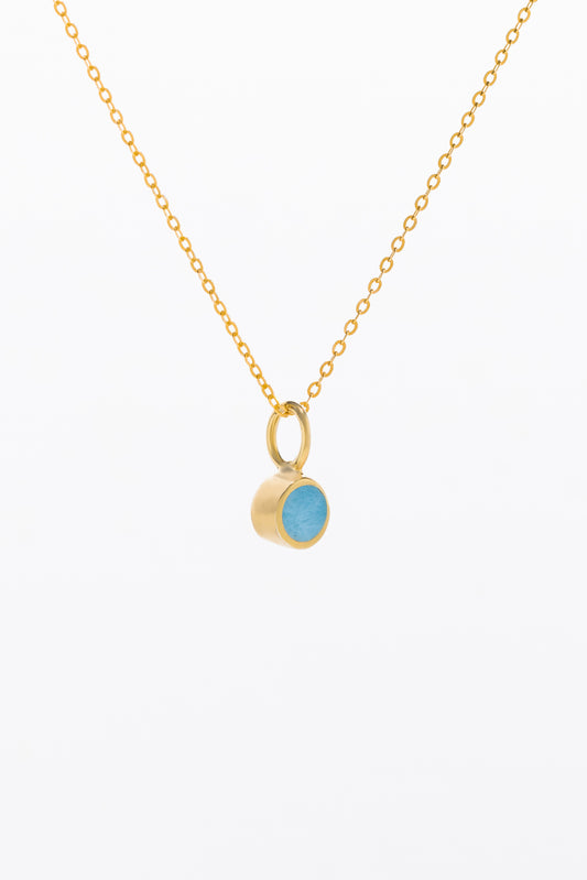 14K Gold Pill Midi Pendant - Larimar