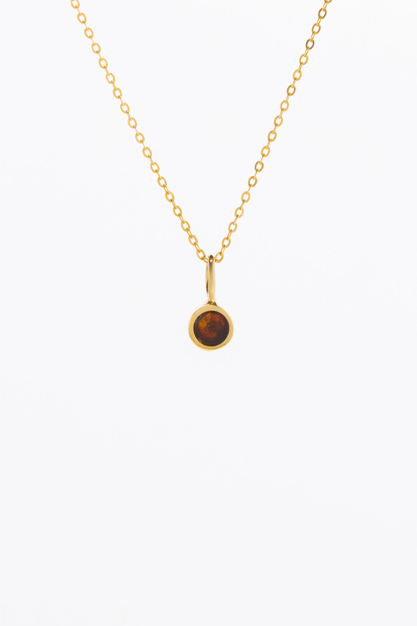 14k Gold Pill Midi Pendant - Amber