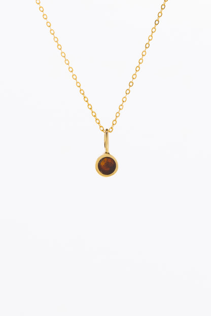 14k Gold Pill Midi Pendant - Amber