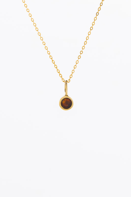 14k Gold Pill Midi Pendant - Amber