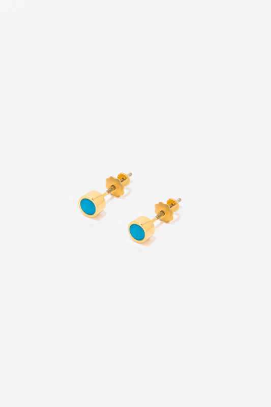 14K Gold Baby Studs - Larimar