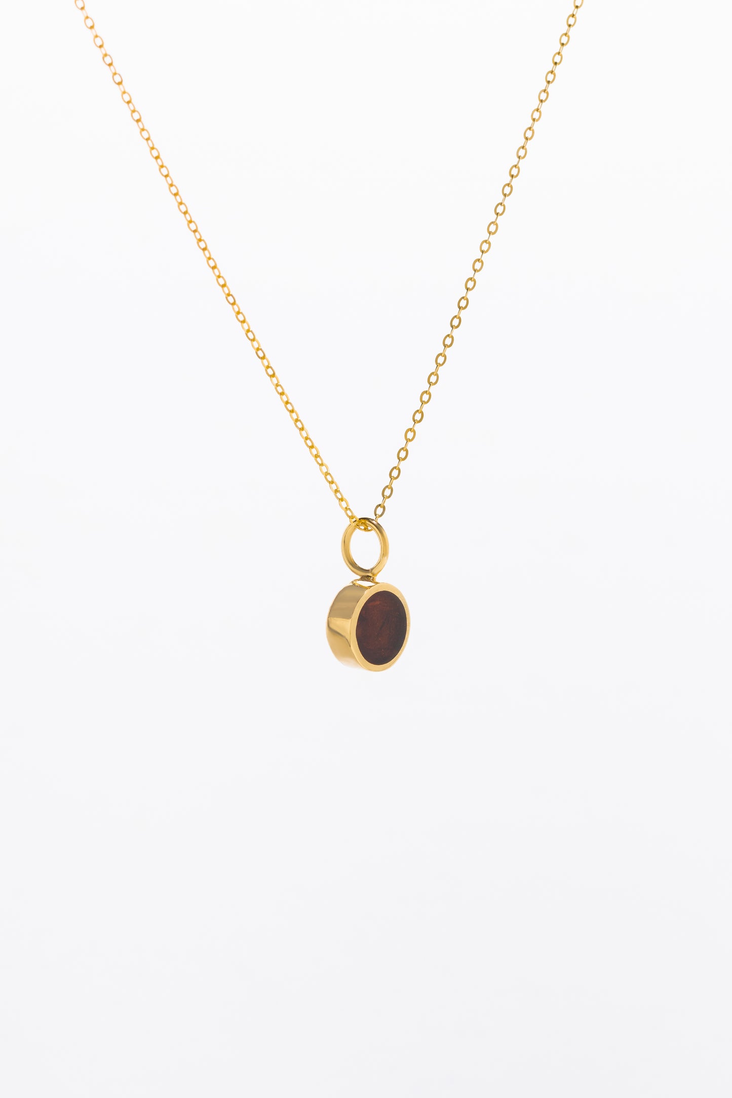 14k Gold Pill Midi Pendant - Amber