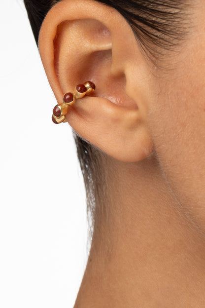 Round Of Blues Earcuff - Red Jasper