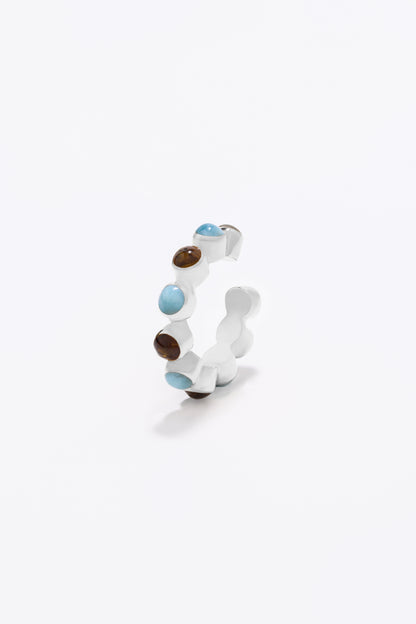 Round Of Blues Ring - Larimar/Amber