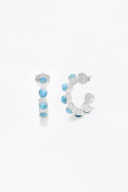 Round Of Blues Baby Hoops - Larimar