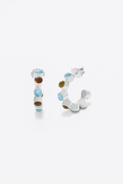 Round Of Blues Baby Hoops - Larimar/Amber
