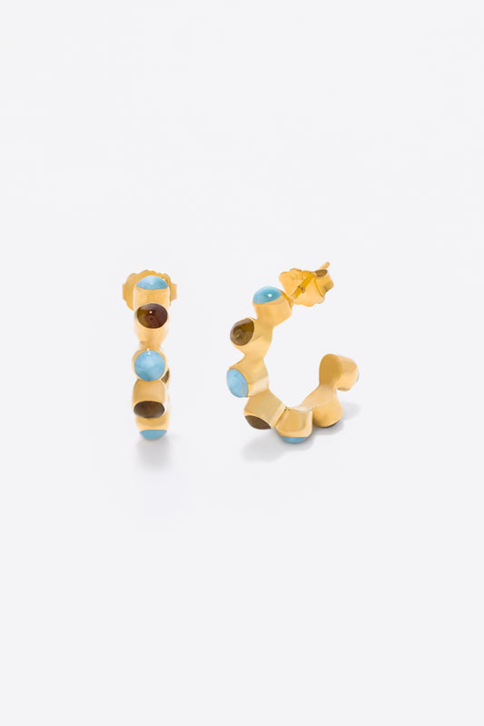 Round Of Blues Baby Hoops - Larimar/Amber