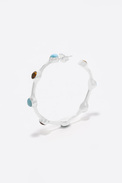 Round Of Blues 1.5" Hoops - Larimar/Amber