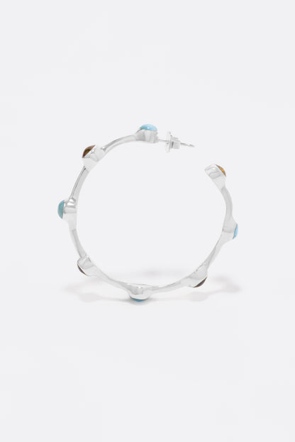 Round Of Blues 1.5" Hoops - Larimar/Amber