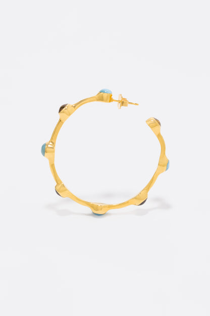 Round Of Blues 1.5" Hoops - Larimar/Amber