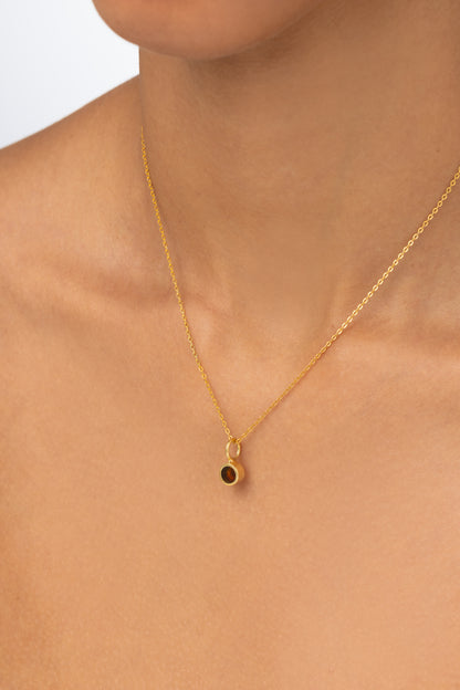14k Gold Pill Midi Pendant - Amber
