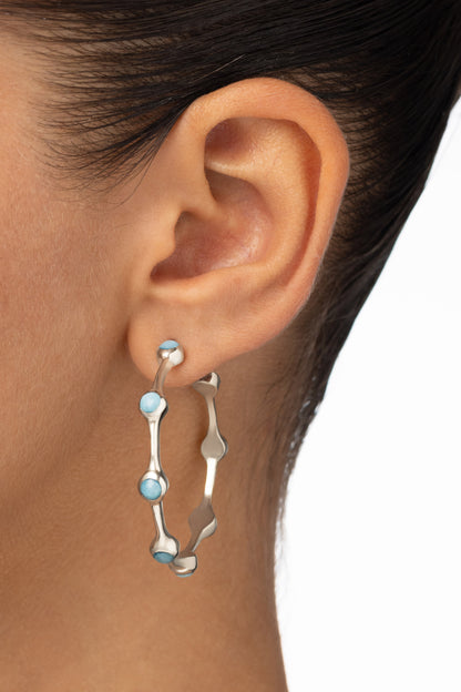 Round Of Blues 1.5" Hoops - Larimar