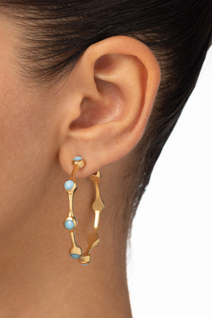 Round Of Blues 1.5" Hoops - Larimar