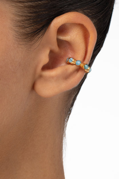 Round Of Blues Earcuff - Larimar