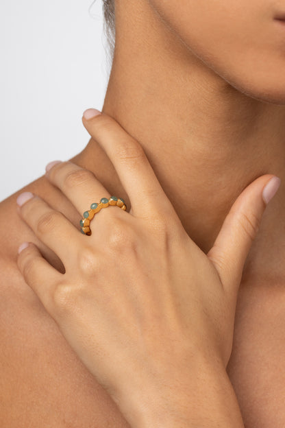 Round Of Blues Ring - Green Aventurine