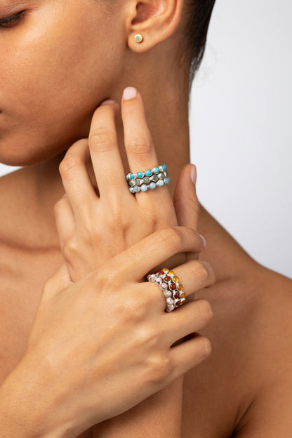 Round Of Blues Ring - Green Aventurine